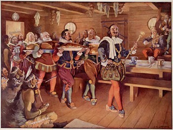 Painting of Samuel de Champlain and his Order of Good Cheer